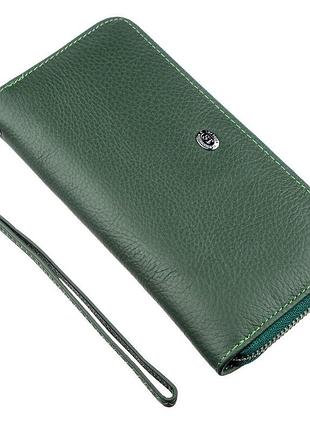 Жіночий клатч-гаманець на блискавки st leather 18936 зелений