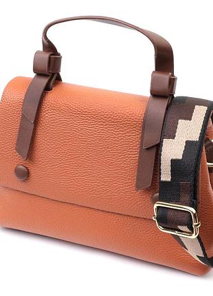 Елегантна сумка для жінок з короткою ручкою з натуральної шкіри vintage 22669 руда