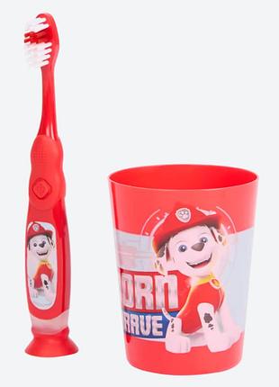 Paw patrol дитяча зубна щітка з таймером і стаканчиком "щенячий патруль" маршал
