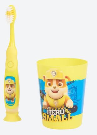 Paw patrol дитяча зубна щітка з таймером і стаканчиком "щенячий патруль" кремез
