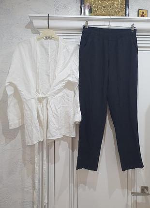 Льняной брючный костюм zara