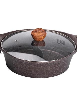 Алюмінієва каструля ø 30 см, мармурове антипригарне покриття, кавовий mgc hp-4-413co