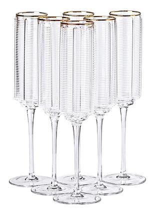 Бокалы для шампанского, 300 мл, набор из 6 штук.