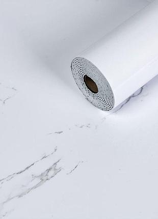 Самоклеюча вінілова плитка в рулоні 600х3000х2мм білий повітряний мармур глянсова sw-00001287
