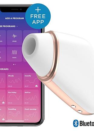 Вакуумний кліторальний стимулятор satisfyer love triangle white з керуванням зі смартфона