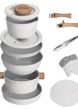 Набор алюминиевой посуды mgc с антипригарным покрытием 11 предбетов белый