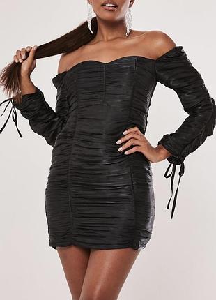 Черное серое легкое платье хамелеон с драпировкой завязками трендовое missguided
