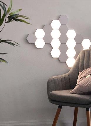 Модульный led светильник сенсорный соты (набор 6шт) с адаптером (белый)