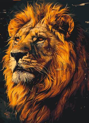 Картина за номерами тварини. лев на темному тлі 40*50 см оригамі lw 2230
