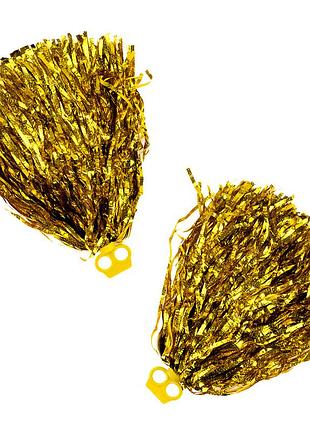 Помпони для черлідингу струмені з кільцями для пальців уп. 2 шт стандарт (золоті)