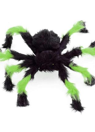 Паук из меха 45см (черный с зеленым)