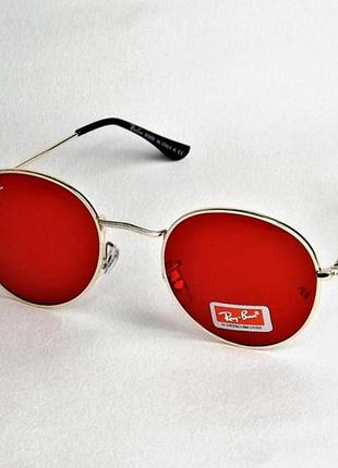 Очки красные розовые rayban круглые капельки