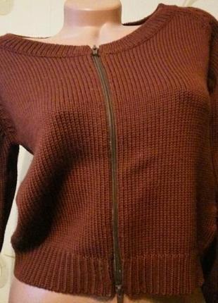 100% натуральная шерсть . актуальный укороченный свитер кофта на молнии5 фото