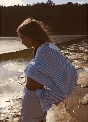 Сорочка zara/ вкорочена сорочка zara / рубашка zara/ сорочка в смужку zara 2