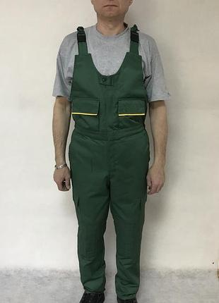 Напівкомбінезон робочий магістраль, зеленого кольору та жовтим кантом
