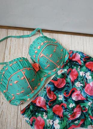 Купальник с рисунком фламинго! в нем вы не останетесь не замеченной