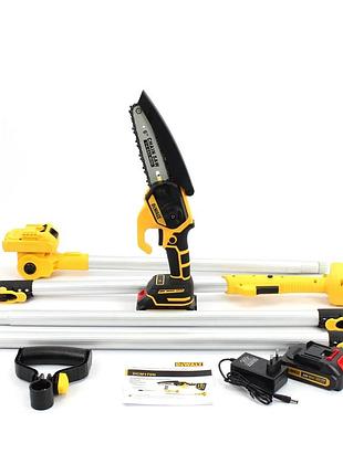 Высоторез аккумуляторный dewalt dcm170n (24v, 5ah, шина 15 см) мини-пила со штангой 3 метра деволт