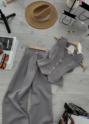 ❤️ реал! шикарный брючный женский серый костюм женский жилетка брюки брюки