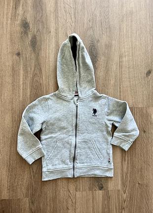 Зіпка худі сірий u.s polo assn. на блискавці тепленький на вік 2-3 роки