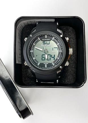 Годинник наручний finding cпортивний механізм кварцовий і електронний ремінець метал-силікон чорний хром 1605