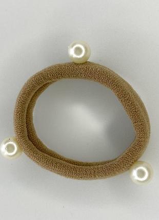 Гумка для волосся finding резинка з перлинами капучино 4 см