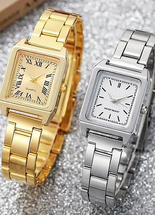 2 шт. элегантные квадратные кварцевые наручные часы для женщин - золотые и серебряные сплавные ленты, циферблаты с римскими цифрам