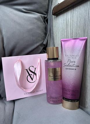 Спрей або лосьйон для тіла з шиммером victoria’s secret pure seduction shimmer