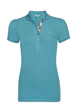 Жіноче поло burberry brit turquoise blue check placket polo shirt