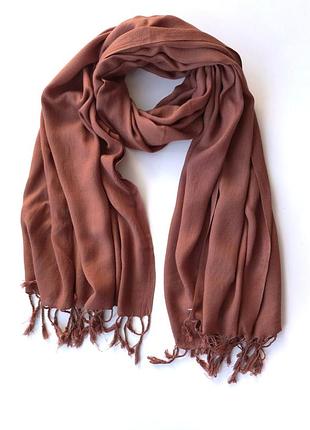 Шарф-палантин женский однотонный весна-осень без бренду 168х70 см коричневый