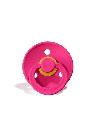 Пустышка bibs colour latex round(круглая) 0-6 месяцев raspberry
