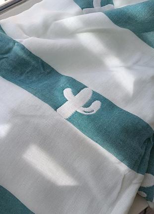 Дышащий детский муслиновый плед/полотенце 110*110см с кактусами + салфетка 22*22