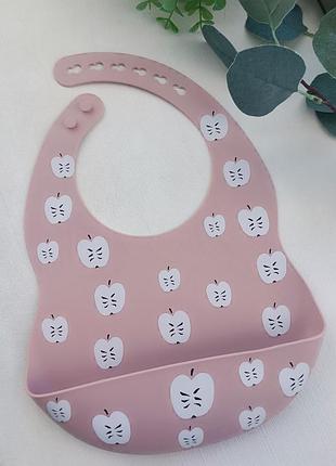 Детский силиконовый нагрудник с карманом от 6-ти месяцев