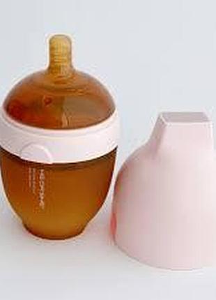 Антиколікова пляшечка для годування heorshe  0-6місяців із силіконовим корпусом (ніжно-рожева)