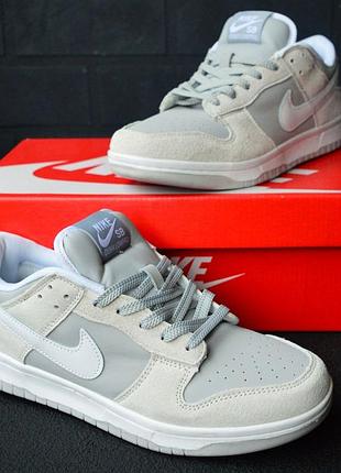 Nike dunk low retro кросівки кеди чоловічі шкіряні відмінна якість низькі весняні осінні замшеві сірі найк