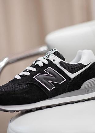New balance 574 кросівки кеди чоловічі нью баланс весняні осінні демісезонні відмінна якість низькі замша замшеві відмінна якість чорні з білим