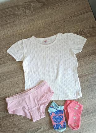 Набор одежды, футболка для дома, трусики, носки для девочки