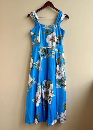 Блакитна міді сукня behcetti з квітковим принтом в стилі нью лук new look памук