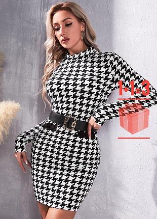 Міні сукня в гусячу лапку shein s