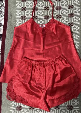 Шовковий комплект шорти в майка