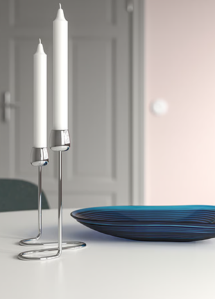 Silverparon подсвечник на 2 свечи серебряный 20см ikea 405.749.87