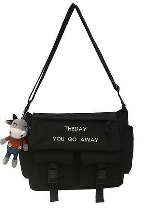 Жіноча нейлонова сумка через плече з підвіскою calf та надписом the day you go away