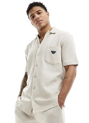 Поло (футболка) emporio armani bodywear waffle t-shirt in cream