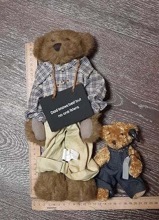 Винтажная коллекционная мягкая игрушка папа- медведь с медвежонком character 30 см