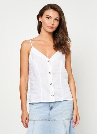 Льняна біла майка h&m