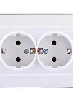 Розетка двойная з/з lezard rain белая