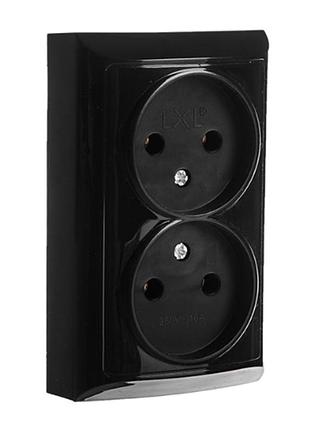 Розетка двойная lxl terra без заземления черная