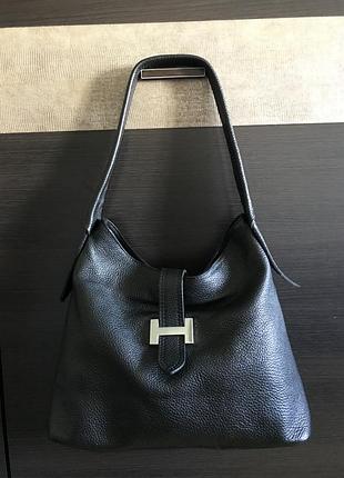 Шкіряна чорна сумка hermes