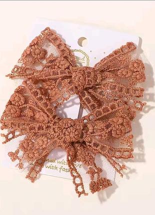 Набор кружевных бантиков-заколок для волос, 2 шт.