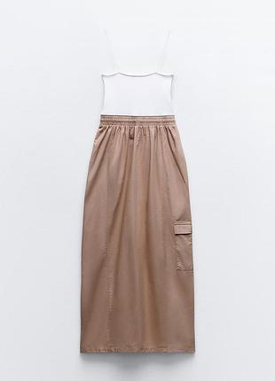 Комбінована сукня міді від zara, розмір s, м7 фото