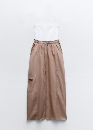 Комбінована сукня міді від zara, розмір s, м8 фото